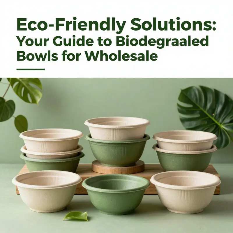 Biodegradable bowls artistically arranged with plants in a natural setting.