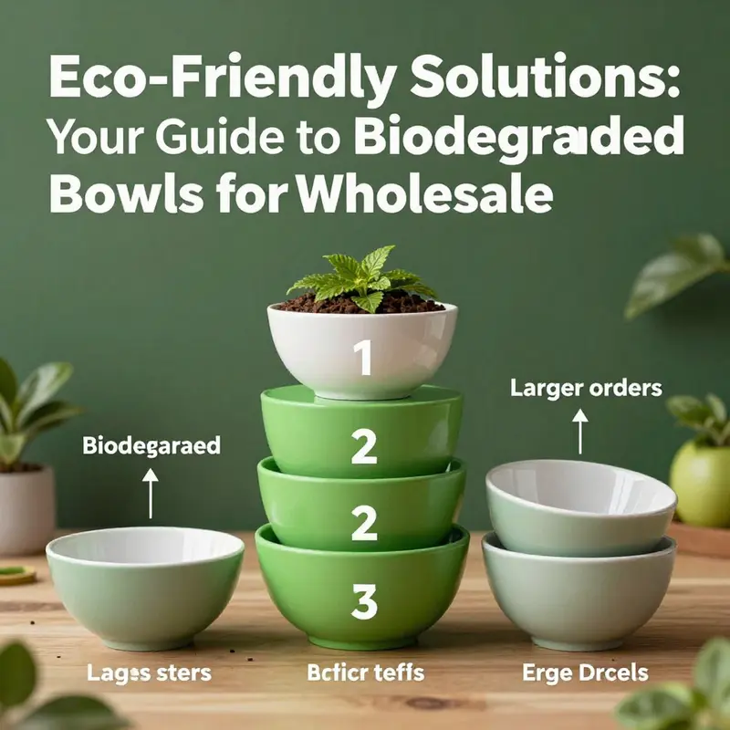 A diverse selection of biodegradable bowls highlighting their sizes and eco-friendly materials.