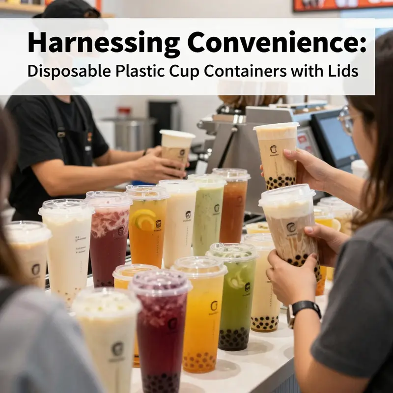 A bustling bubble tea shop featuring disposable plastic cup containers that enhance convenience and presentation.