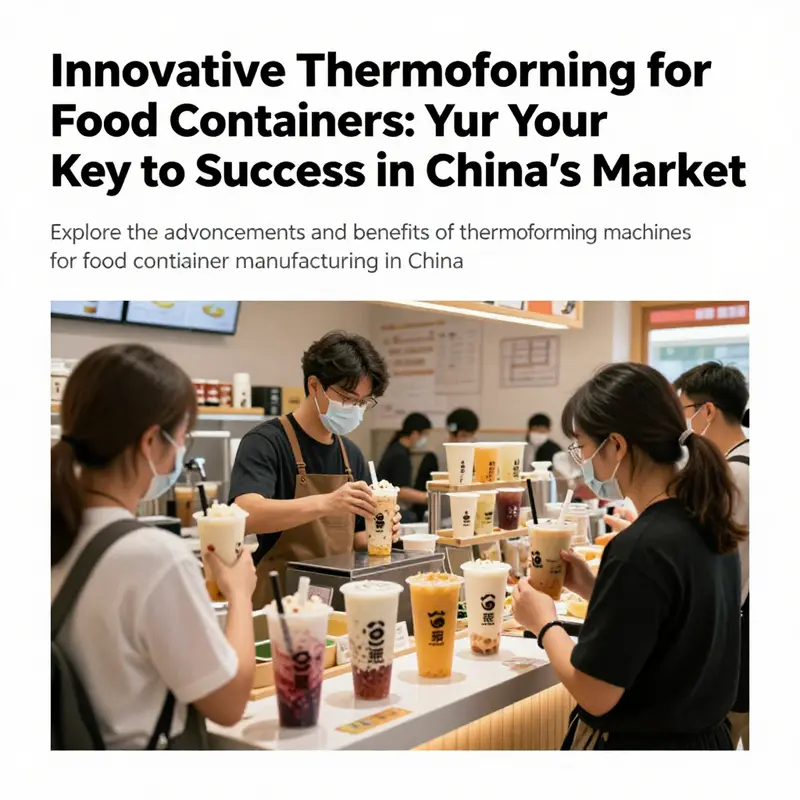Customers in a bubble tea shop enjoying drinks served in thermoformed food containers.