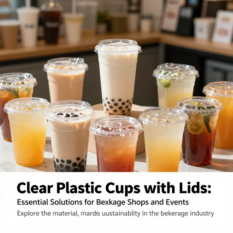 A sunny beverage shop displaying assorted clear plastic cups with colorful drinks inside