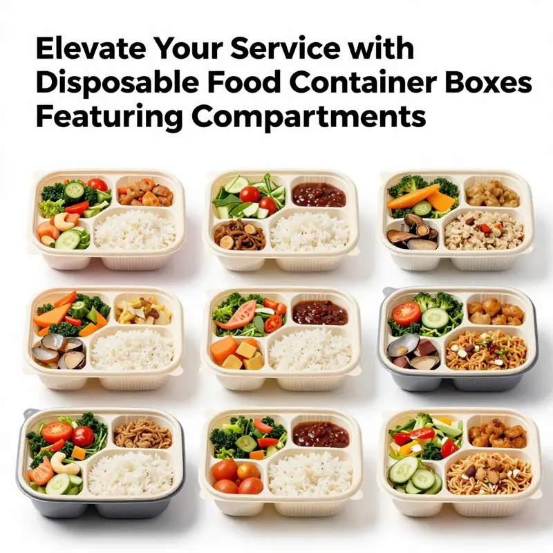 A selection of disposable food containers in different materials suitable for various applications.