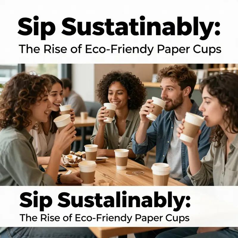 Eco-friendly paper cups showcased in a natural setting, symbolizing sustainability.