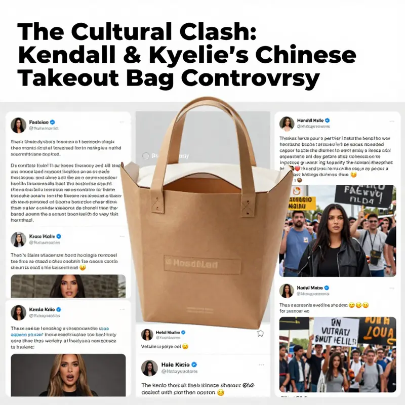 The juxtaposition of the Kendall Kylie clutch with traditional Chinese takeout boxes highlights cultural blending in fashion.