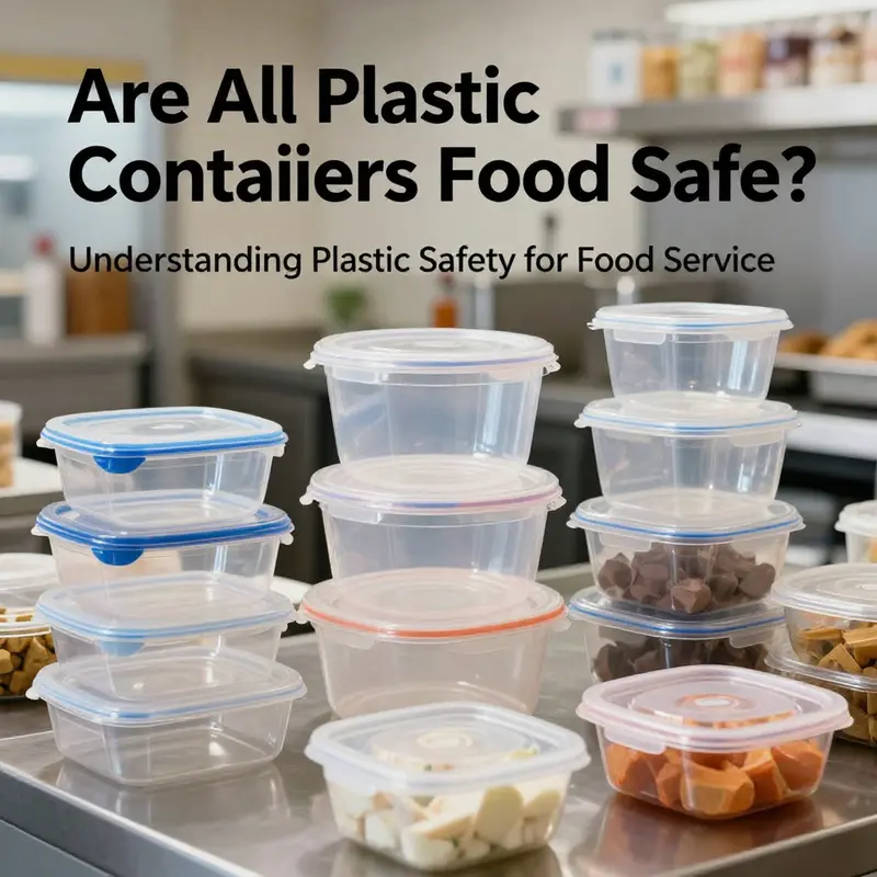 Various plastic containers ideal for food service, highlighting their use in a professional setting.