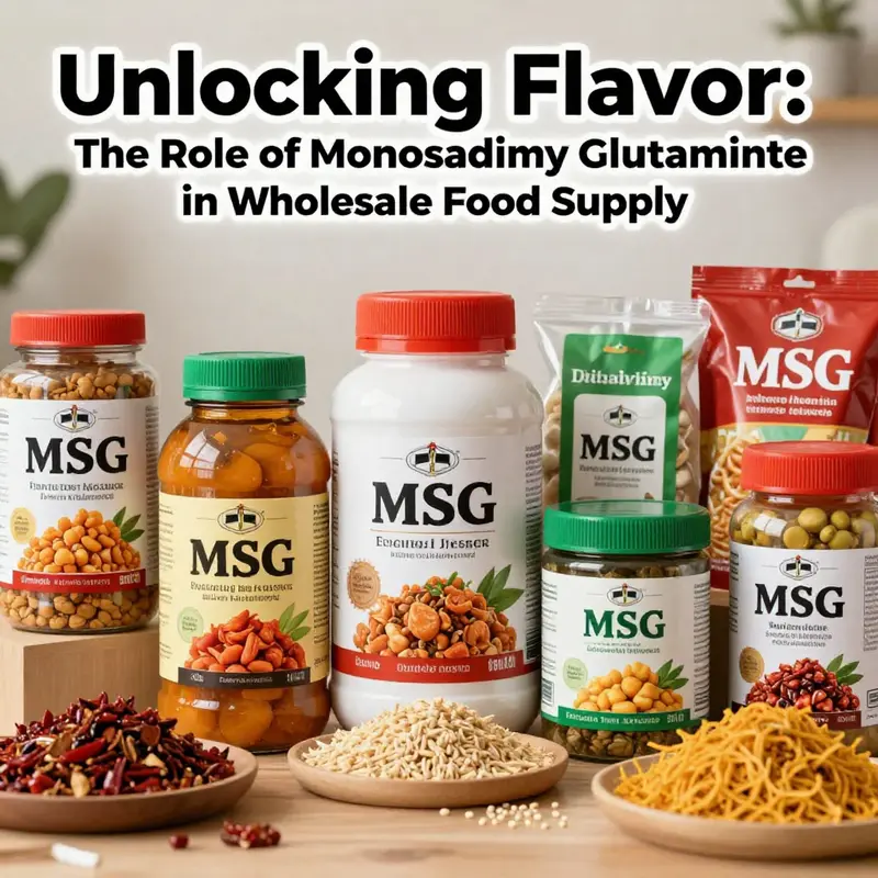 Colorful food products enhanced with monosodium glutamate, ideal for the culinary market.