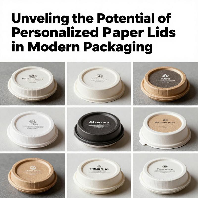 A collage of personalized paper lids used in luxury gift packaging, food service, and e-commerce, illustrating diverse applications.
