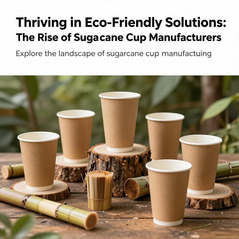 A visually appealing arrangement of sugarcane cups displayed outdoors to emphasize sustainability and eco-friendliness.
