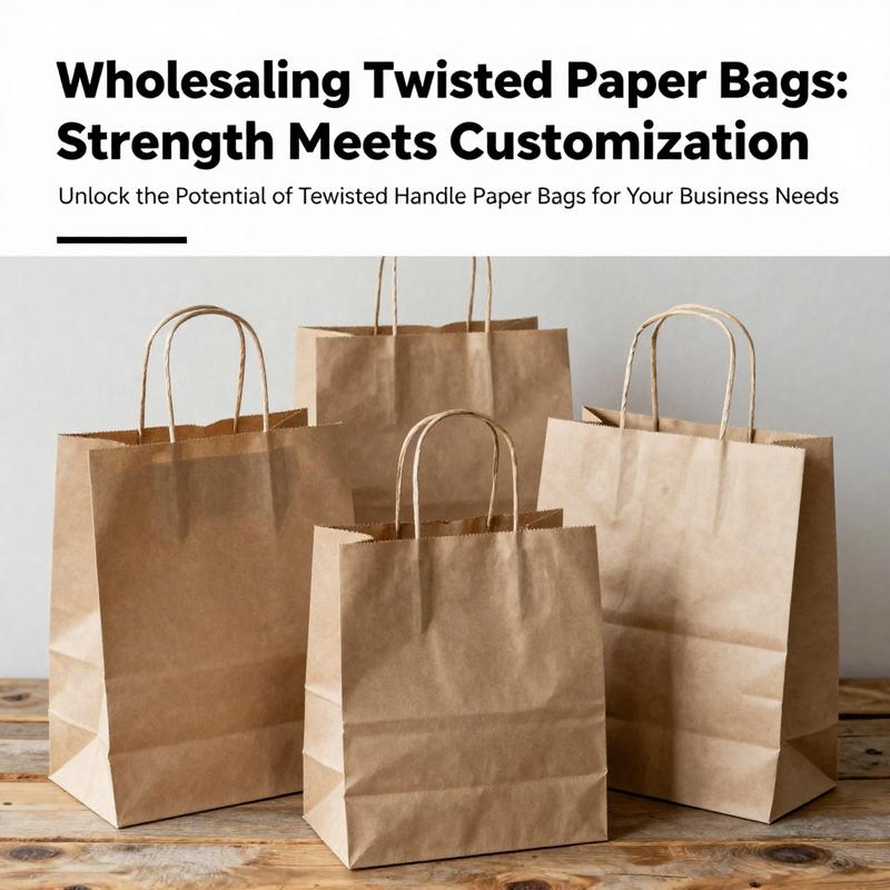 A stylish arrangement of twisted handle paper bags representing their variety and eco-friendly manufacturing.