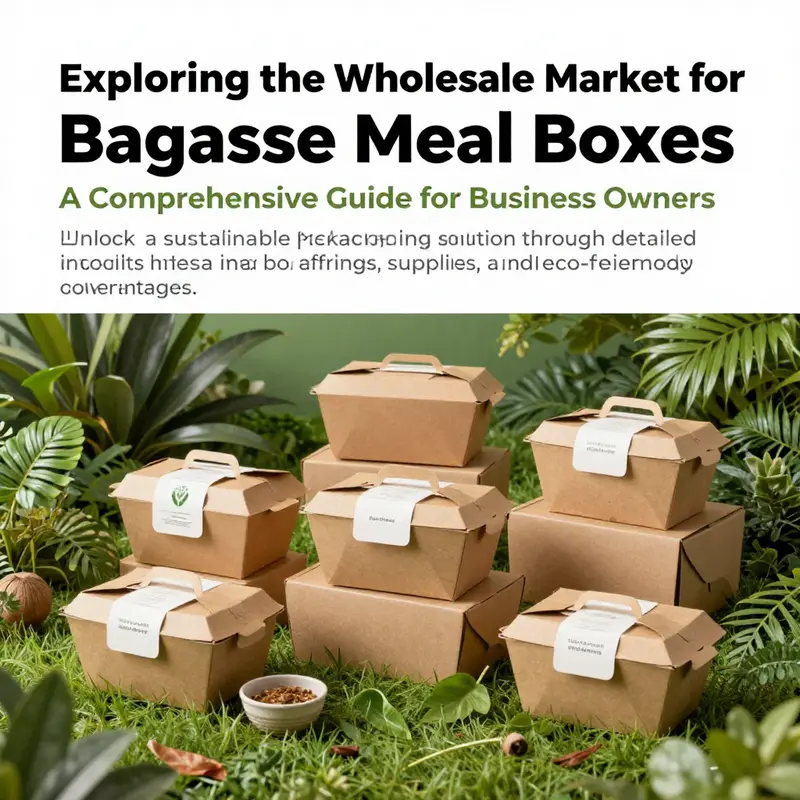 Artistically arranged bagasse meal boxes showcasing their natural look and eco-friendly emphasis in a green environment.