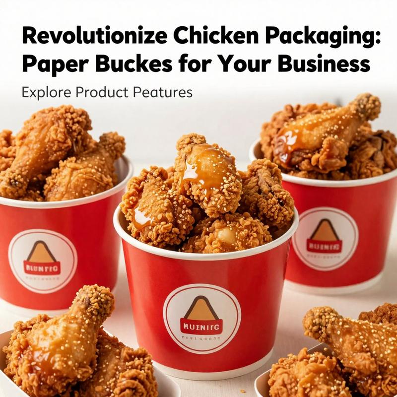 A selection of filled paper buckets displaying fried chicken, highlighting their function in the food service industry.