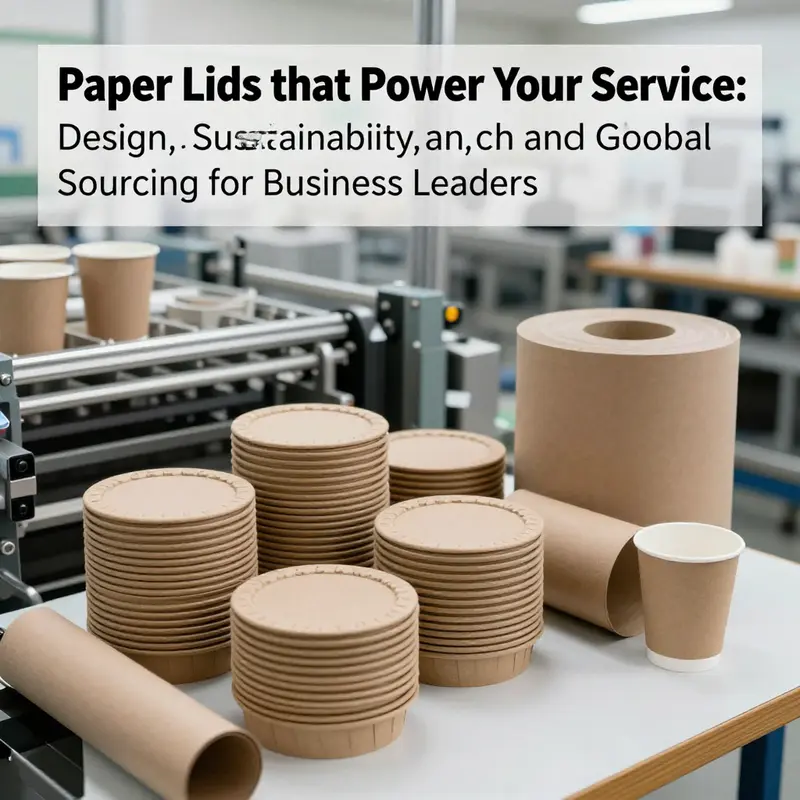 Photo-realistic image of a production line producing paper lids with a focus on quality materials and sustainable processes.