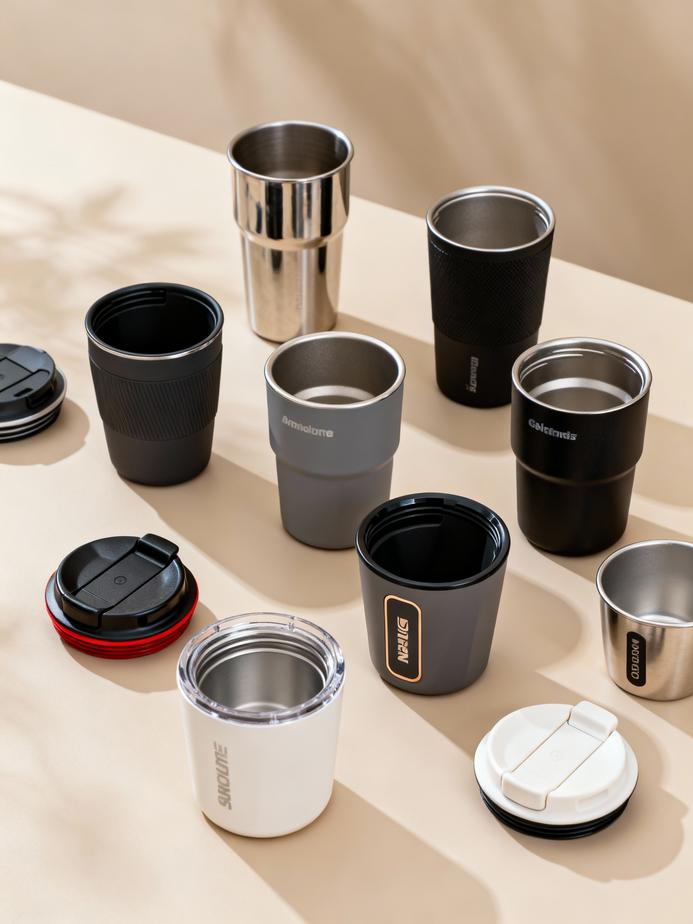 An artistic arrangement of various cup holder designs illustrating innovations across different sectors.