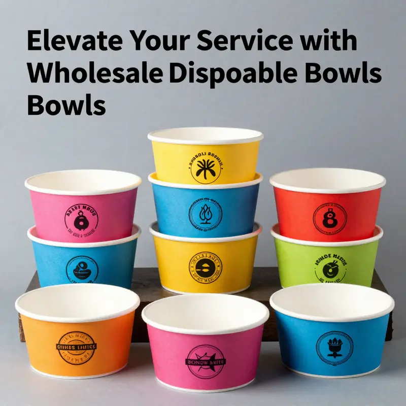A diverse range of disposable bowls highlighting various sizes and eco-friendly materials used in their production.