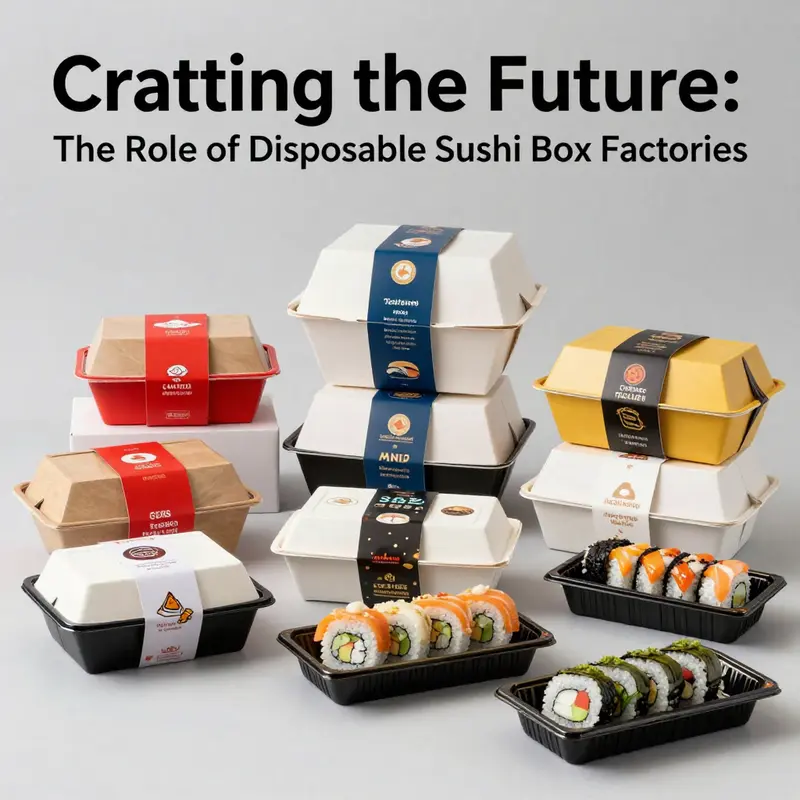 Workers at a factory utilizing eco-friendly materials to produce sustainable sushi packaging solutions.