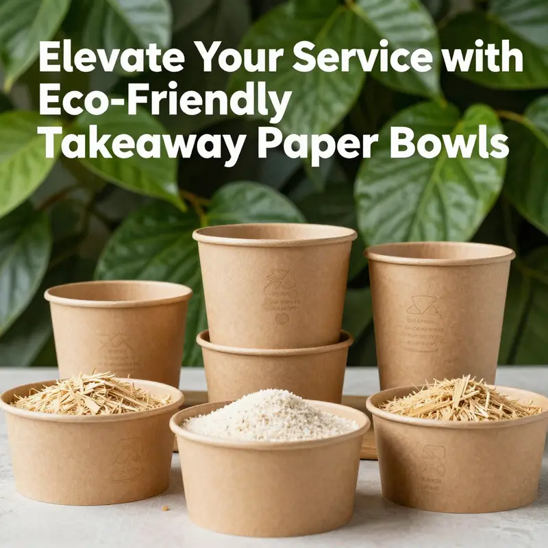A display of eco-friendly takeaway paper bowls made from sustainable materials.