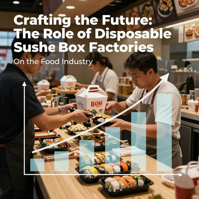 Workers at a factory utilizing eco-friendly materials to produce sustainable sushi packaging solutions.