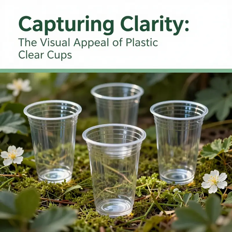 Diverse plastic clear cups showcasing vibrant drinks in a natural light setting.