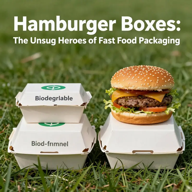 Various types of hamburger boxes designed for fast food packaging.