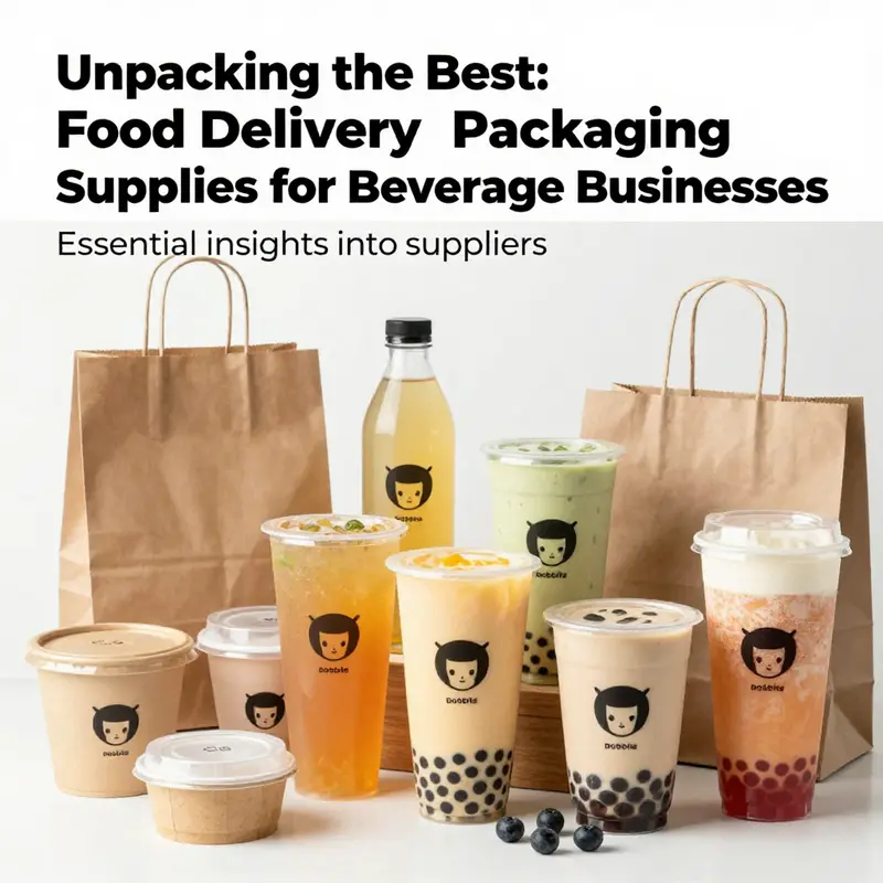 A visually appealing collection of food delivery packaging items, highlighting colorful containers and eco-friendly options suited for the beverage industry.