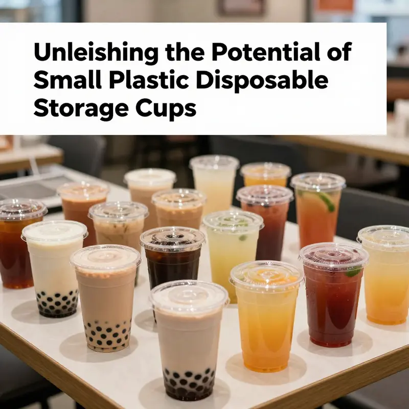 A vibrant display of small plastic disposable cups used in restaurants and cafes, highlighting their applications in food service.