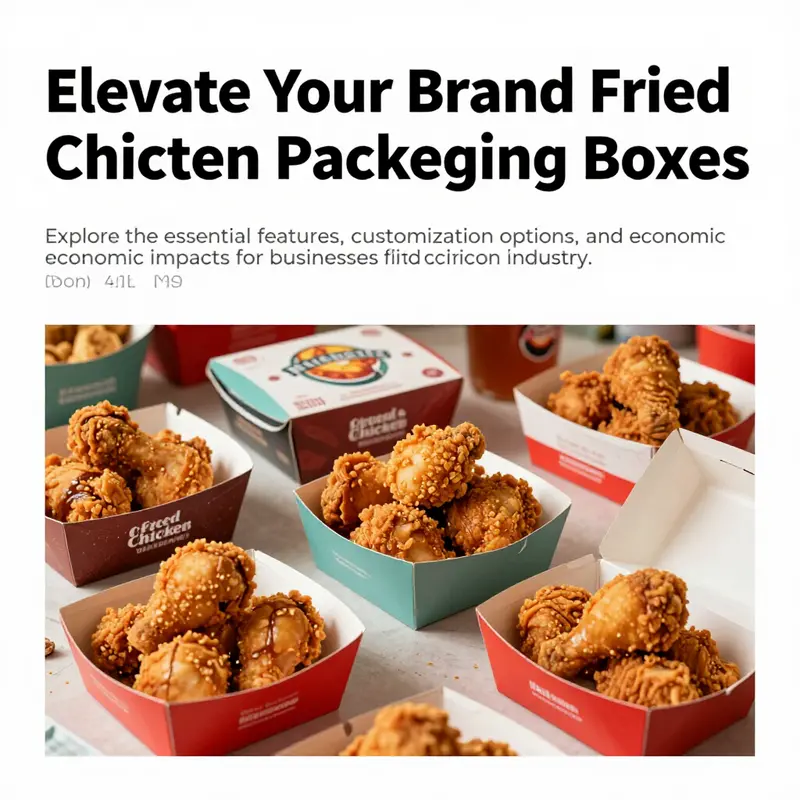 A colorful market scene displaying a variety of fried chicken packaging boxes, highlighting their importance in presentation.