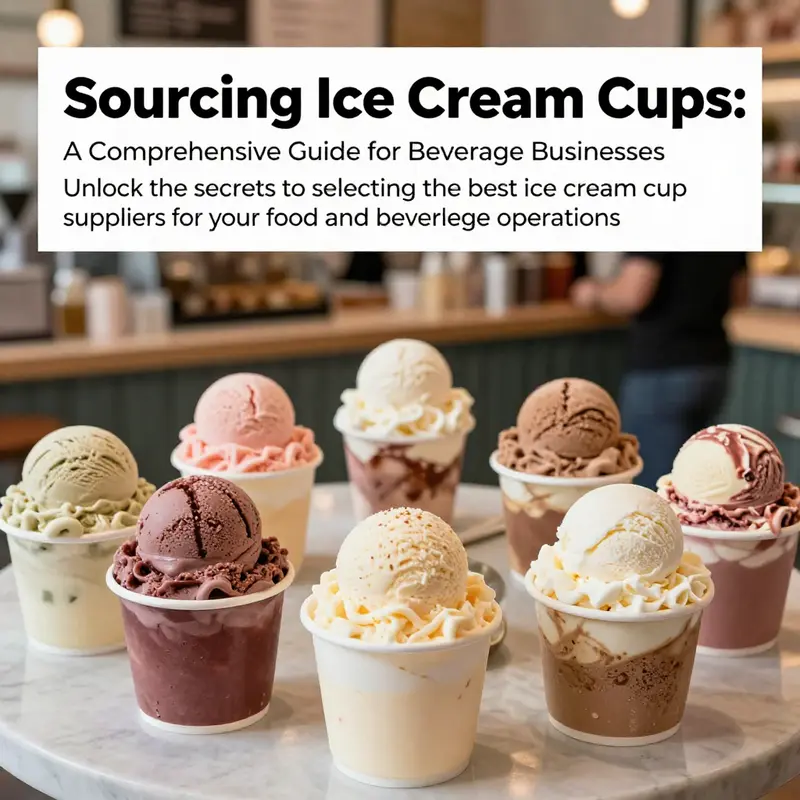 A variety of ice cream cups filled with vibrant ice cream flavors in a lively café setting.