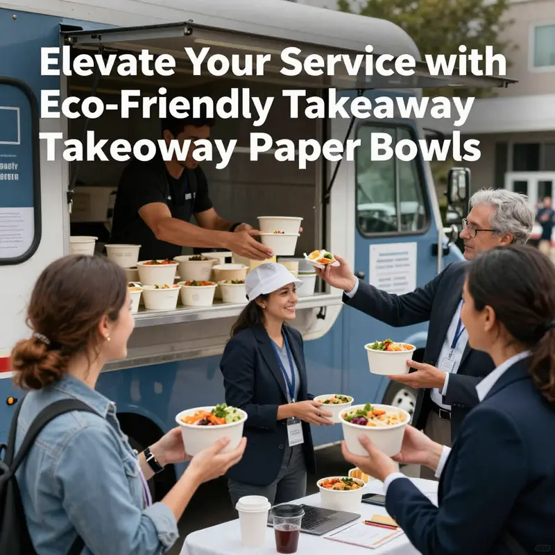 A display of eco-friendly takeaway paper bowls made from sustainable materials.