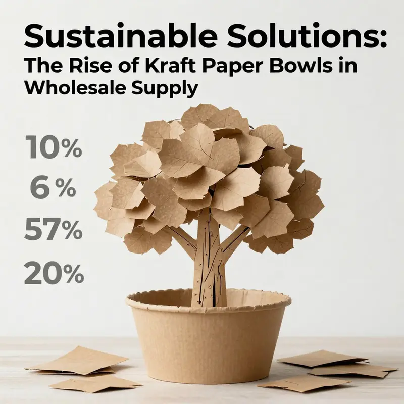 A range of kraft paper bowls highlighting various sizes and customization options available for wholesale.