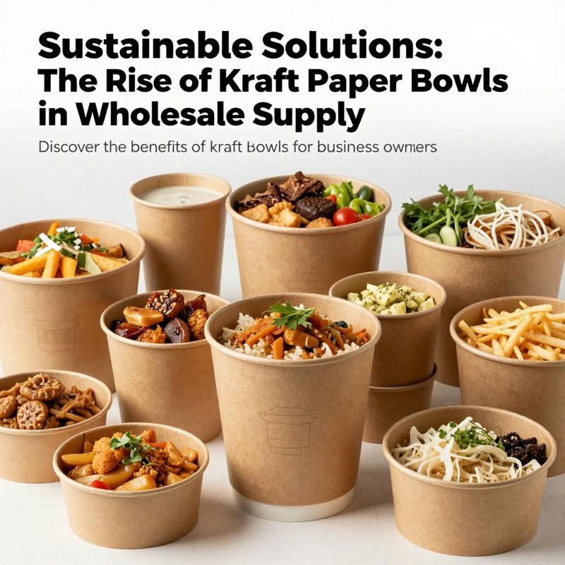 Colorful visual of kraft paper bowls used for various foods, exemplifying their functionality and sustainability.