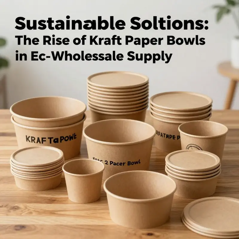 A range of kraft paper bowls highlighting various sizes and customization options available for wholesale.