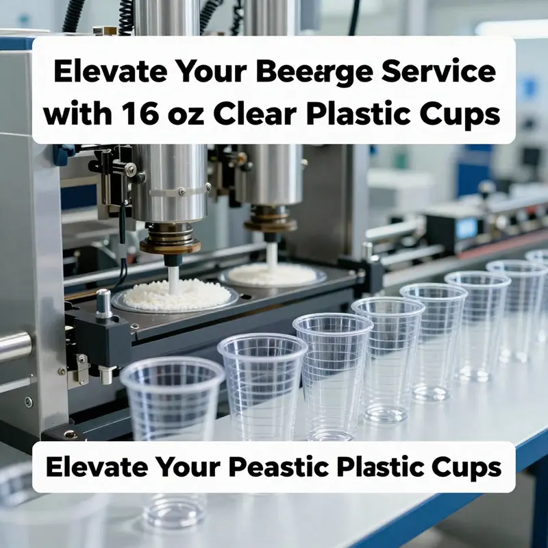 The manufacturing process of 16 oz clear plastic cups showcasing modern technology and efficiency.