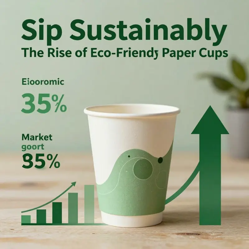 Eco-friendly paper cups showcased in a natural setting, symbolizing sustainability.