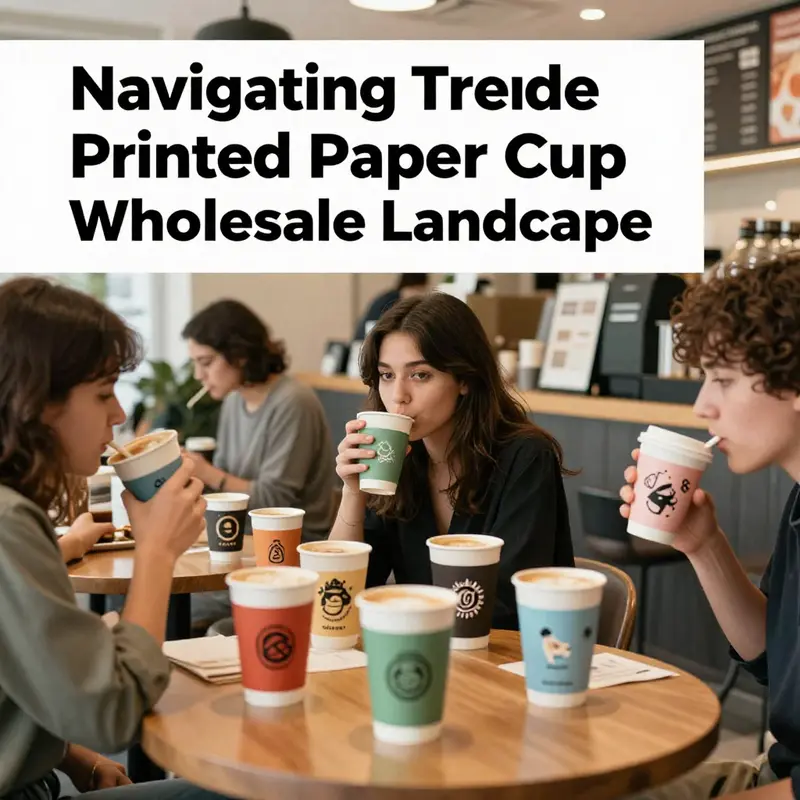 Current trends in printed paper cup designs and usage in cafes and restaurants.