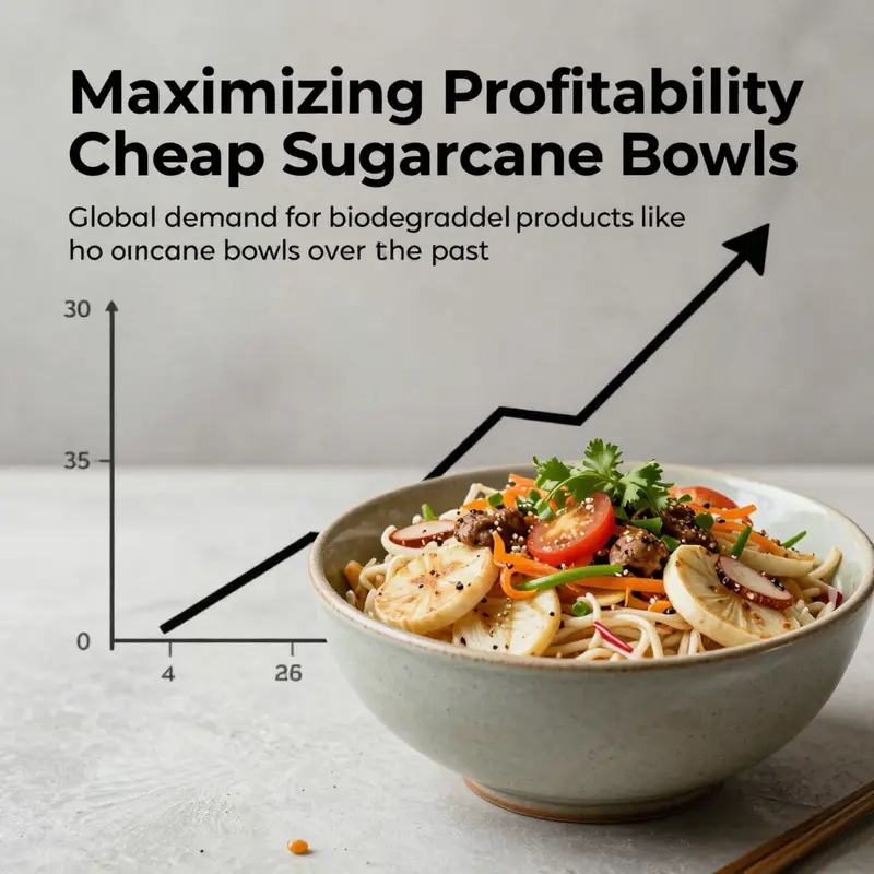 Affordable sugarcane bowls displayed in a business setting, emphasizing economic viability.