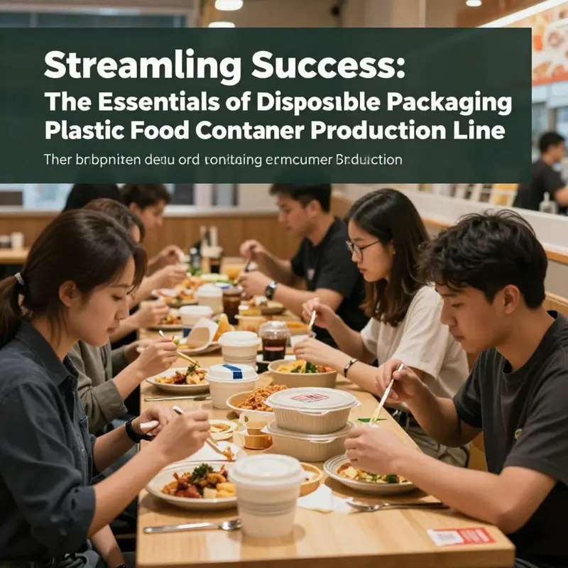 An advanced automated production line for disposable plastic food containers, highlighting the efficiency of modern manufacturing.