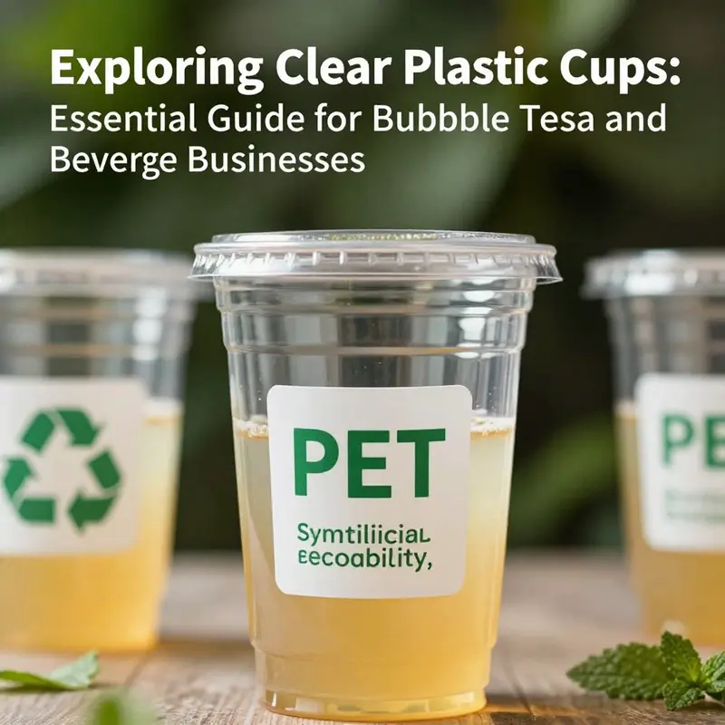 A display showing bulk options for clear plastic cups, highlighting their affordability for beverage businesses.