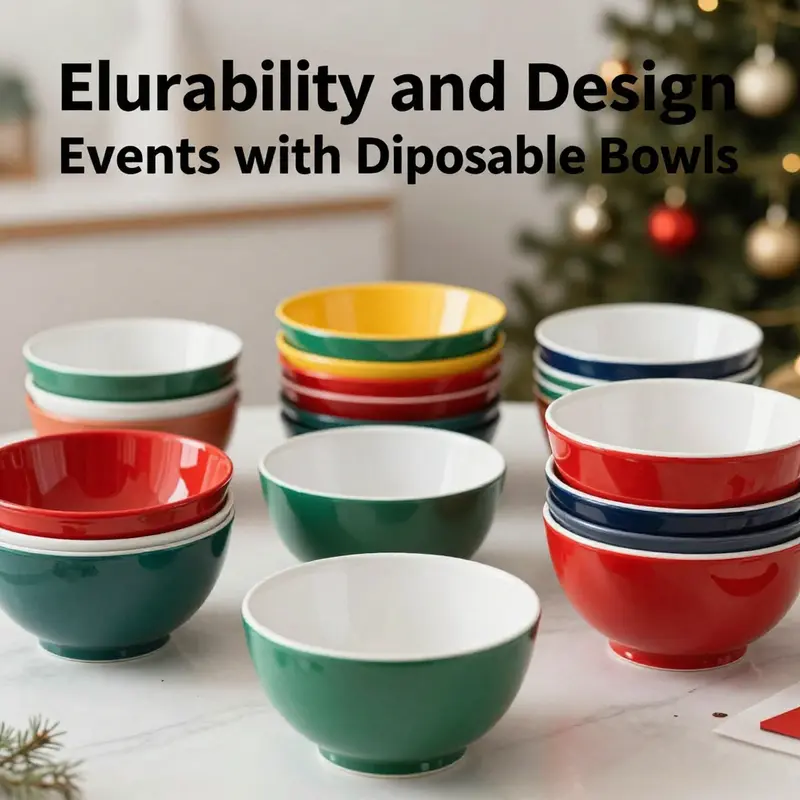 A vibrant assortment of disposable bowls ideal for Christmas celebrations.