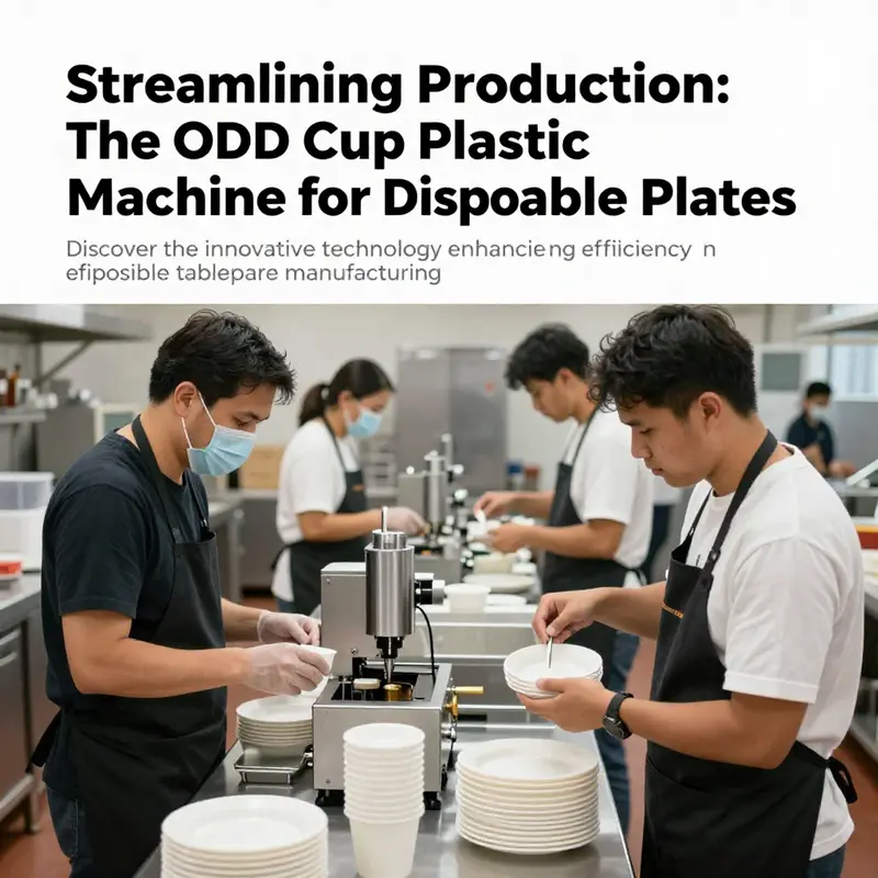 A busy catering event showcasing professionals using disposable tableware produced by ODM cup plastic machines.