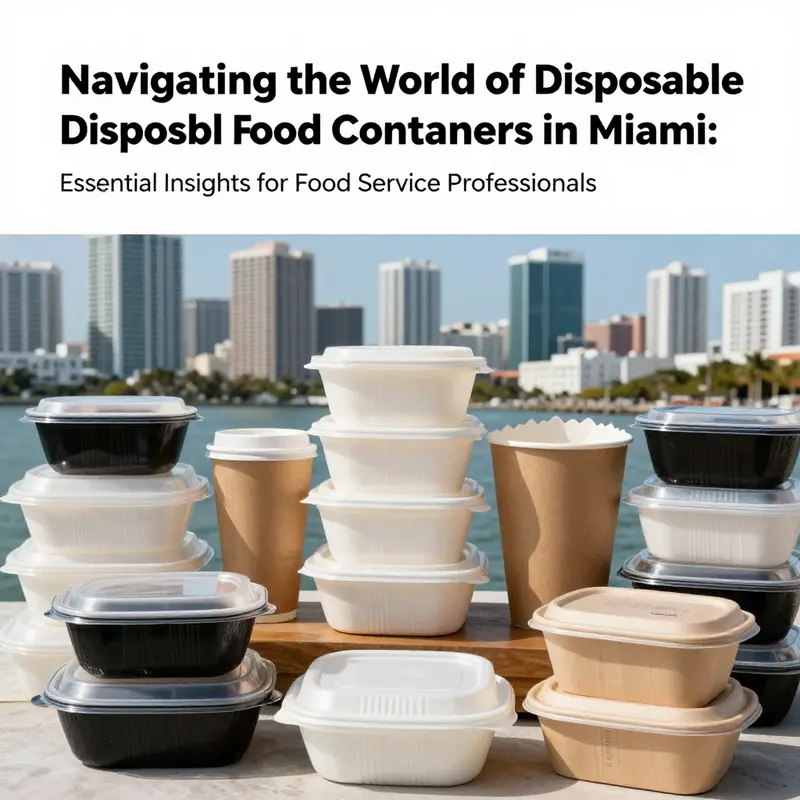A diverse range of disposable food containers showcasing options available in the Miami market.