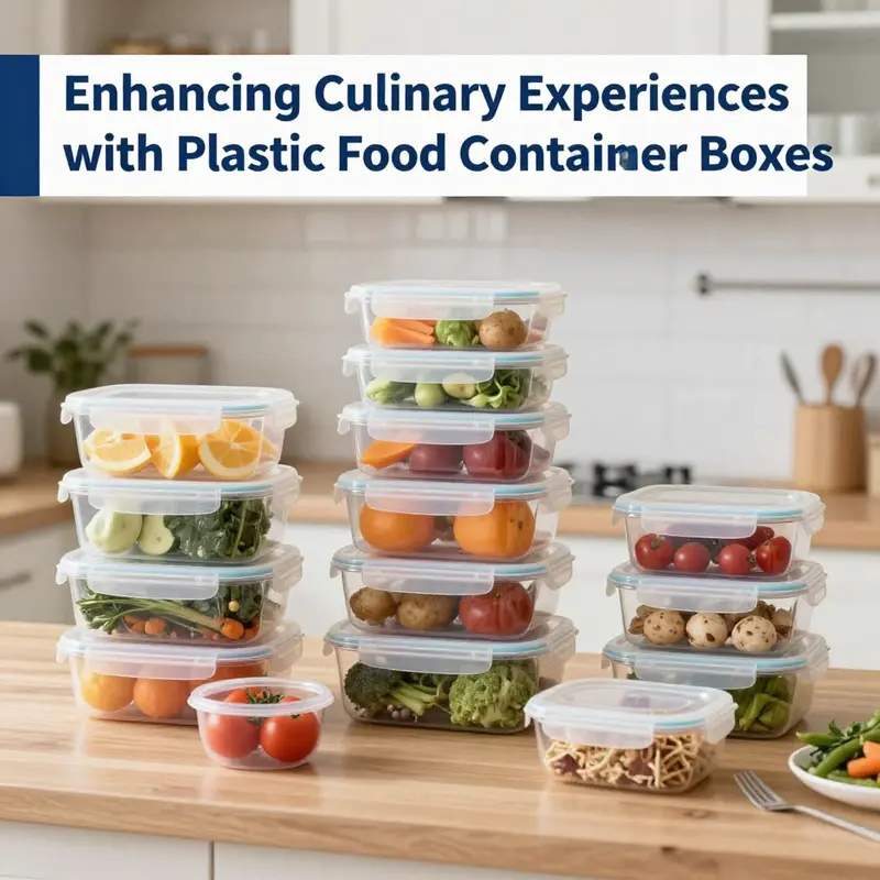A variety of plastic food container storage boxes exemplifying organization and efficiency in a kitchen setting.