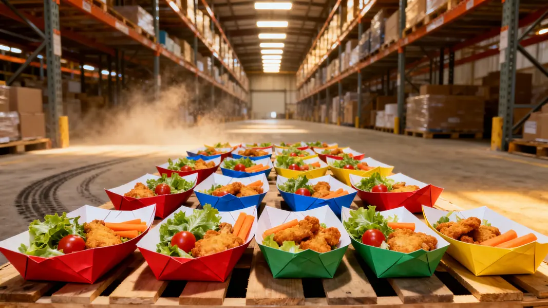 A variety of paper boat trays available in wholesale settings, demonstrating market diversity.