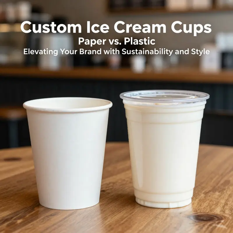 A diverse collection of eco-friendly ice cream cups highlighting sustainable practices in the food industry.