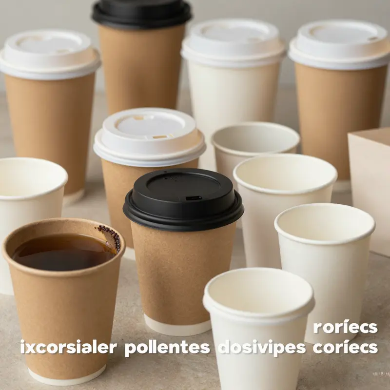 An assortment of wholesale paper coffee cups demonstrating eco-friendly materials and design features.