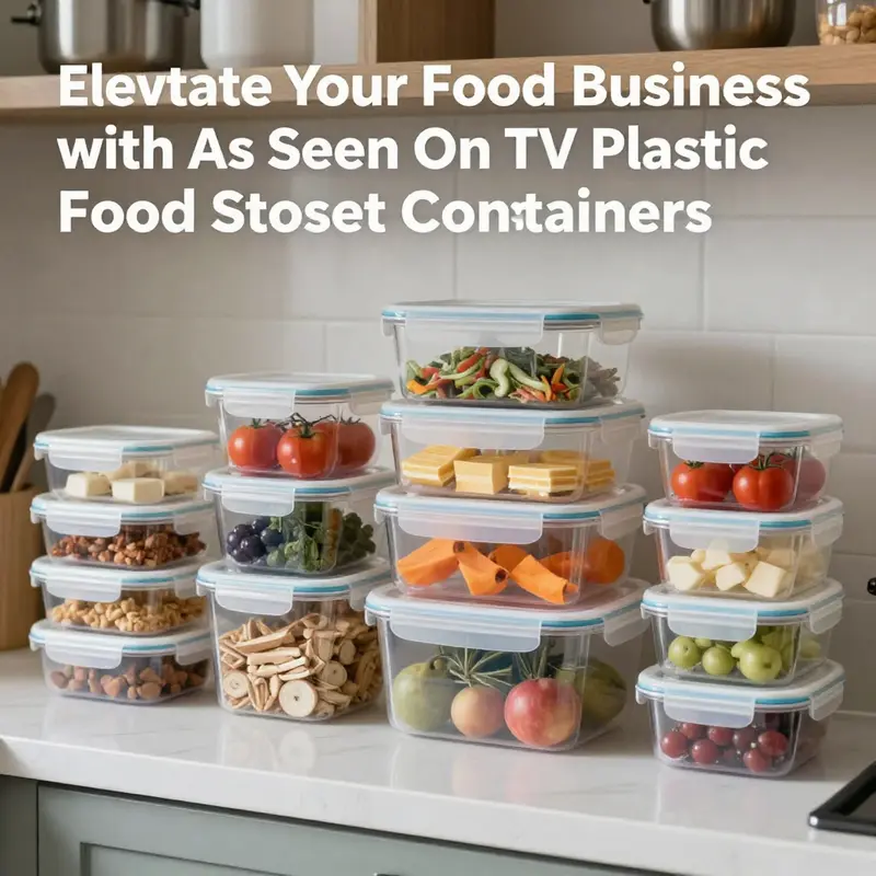 Organized kitchen space highlighted by As Seen On TV plastic food storage containers, showcasing convenience and accessibility.