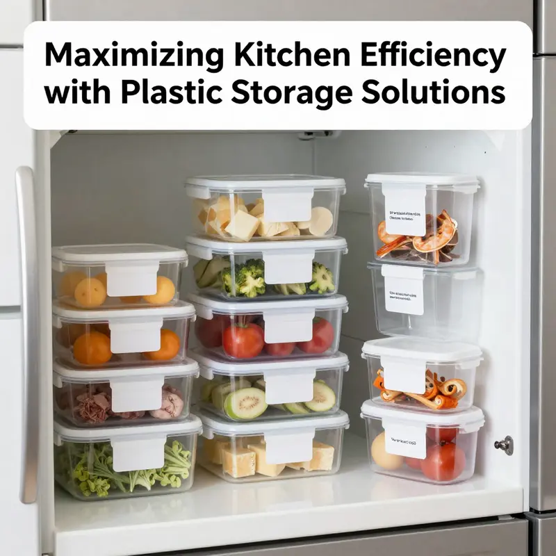 An organized kitchen utilizing plastic refrigerator storage boxes for optimal food arrangement.