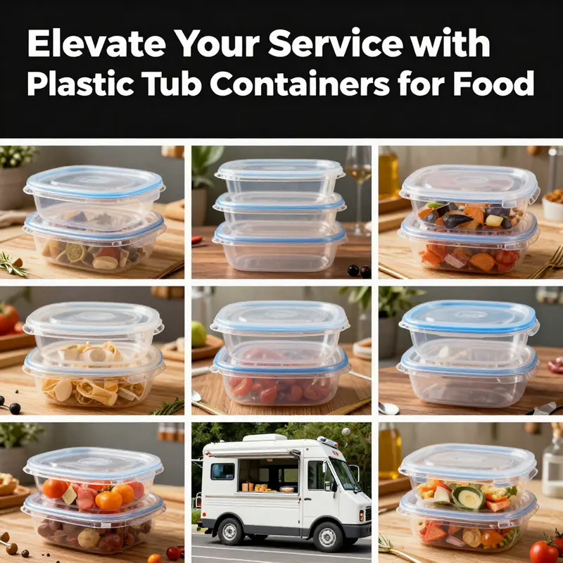 A diverse array of plastic tub containers used in different food service scenarios, showcasing their adaptability and practical benefits.