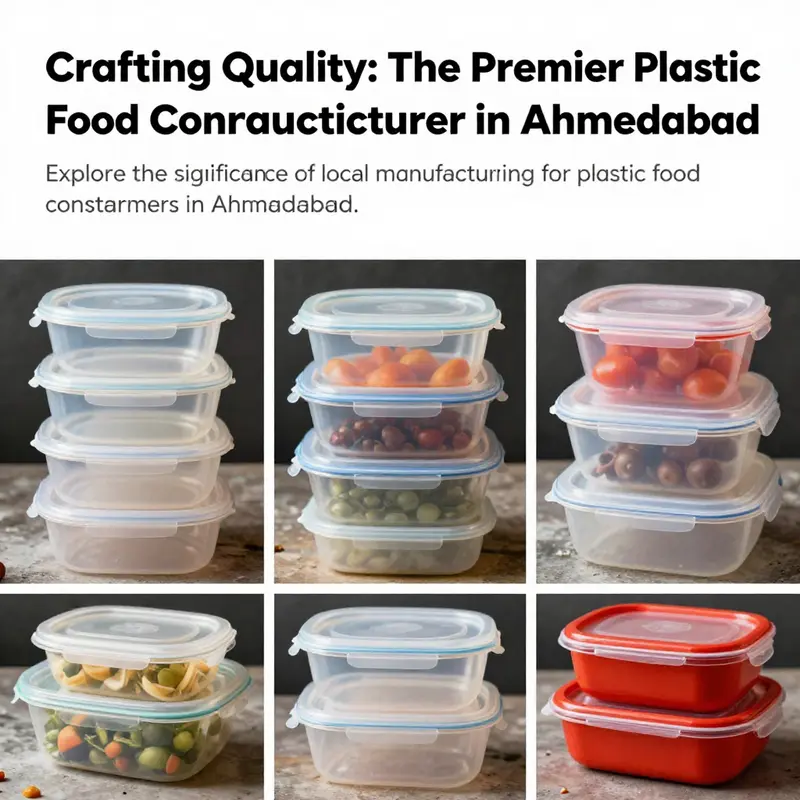 Collage of colorful, high-quality plastic food containers suitable for restaurants and catering services in Ahmedabad.