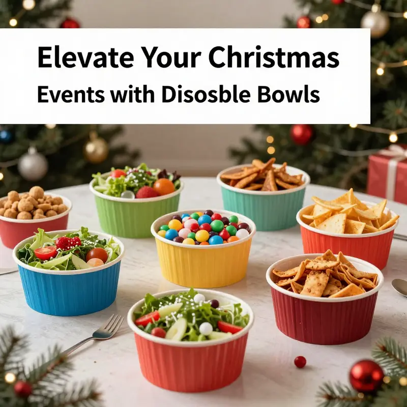 A vibrant assortment of disposable bowls ideal for Christmas celebrations.