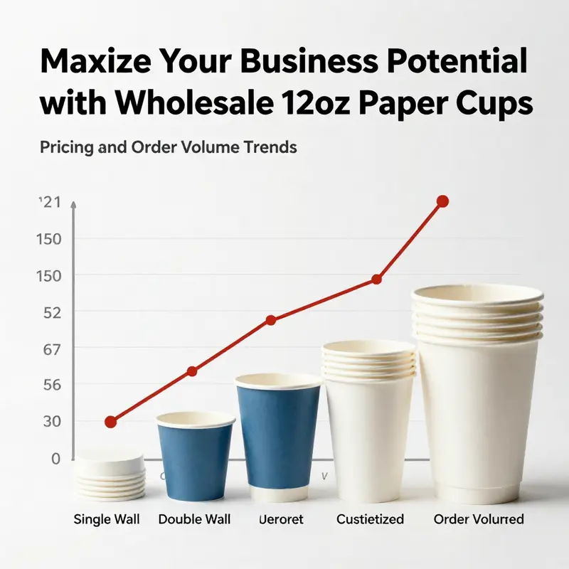 Different specifications of 12oz paper cups, showcasing single-wall and double-wall features.